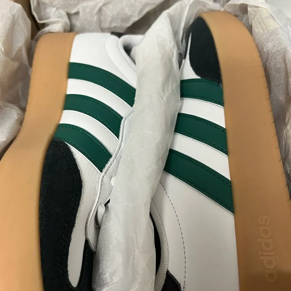 New Adidas Barreda White Leather Green Stripes Gum Sole Men 7.5 / Women’s 8.5